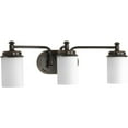 thumbnail image 4 of Progress Lighting Glide Collection 3-Light Bath Vanity Rubbed Bronze Wall Light with Etched Opal Glass Shade, 4 of 7