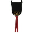 thumbnail image 3 of Pre-Owned Valentino Garavani V-Sling Small Saddle Leather Black Shoulder Bag... (Good), 3 of 11
