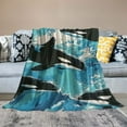 thumbnail image 2 of Creowell  Killer Whale Orca Throw Blanket Flannel Blanket Super Soft Cozy Blankets Perfect for Living Room Couch Sofa Decorative(Kids) White, 2 of 6