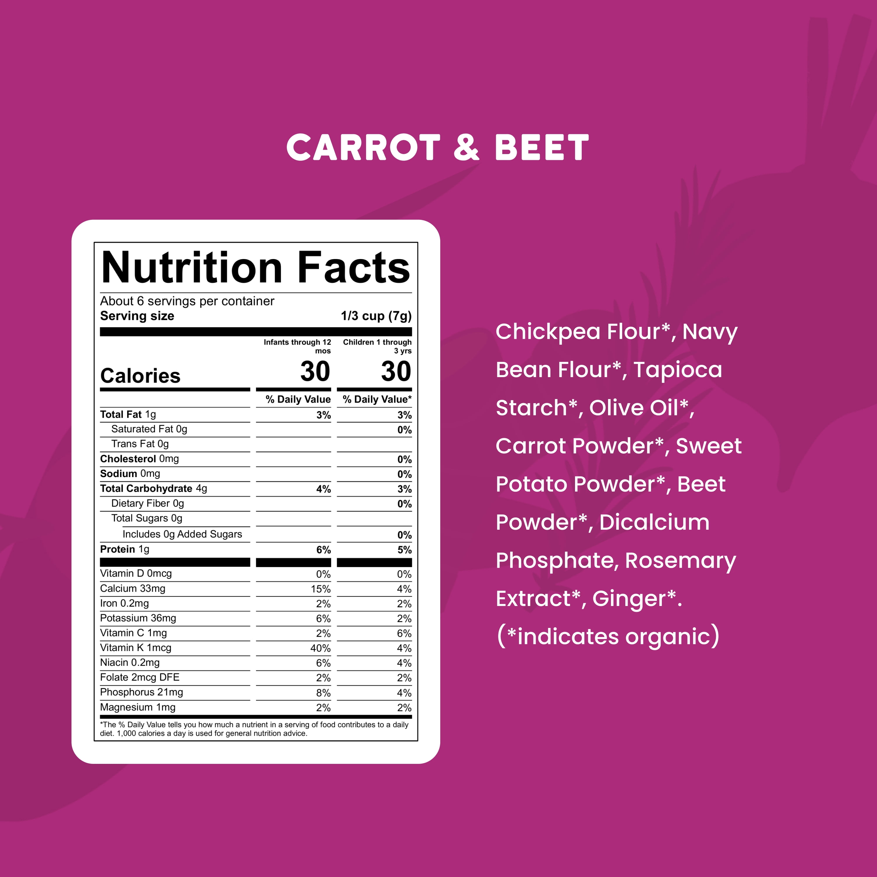 Serenity Kids Organic Grain Free Puffs Baby & Toddler Snacks, Carrot & Beet, 1.5 oz. Canister