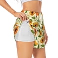 thumbnail image 1 of Balery Sunflowers And Butterflies Pantalones cortos deportivos para mujer con forro y dos bolsillos, elásticos, para entrenamiento, gimnasio, yoga-Large, 1 of 7