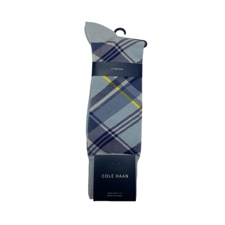 COLE HAAN Men's 1 Pair Crew Dress Socks, Blue, 7-12