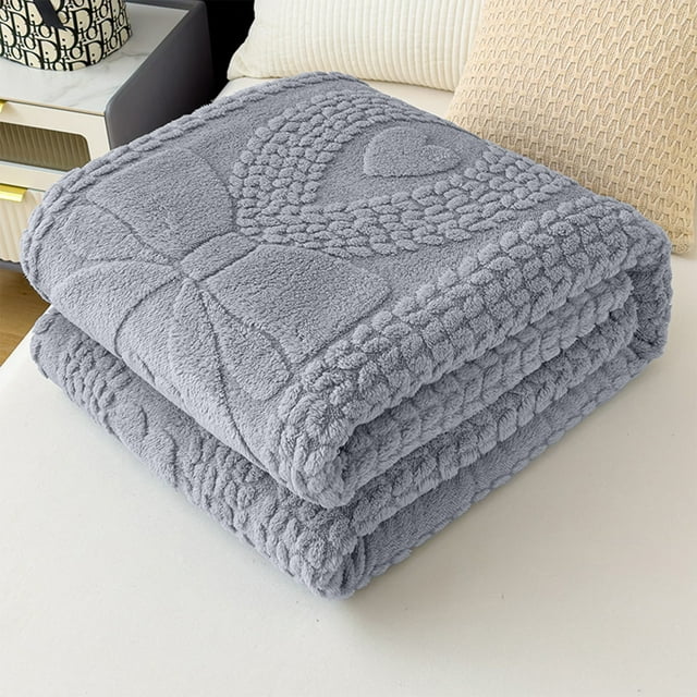 Manta Raschel de doble capa, suave, cálida y gruesa | Ropa de cama de invierno de felpa de poliéster, 100 x 70 cm | Funda de sofá cama acogedora con diseño de rayas | Azul, gris, verde y marrón