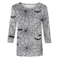 thumbnail image 5 of Edvintorg 3 Quarter Sleeve Tops for Women Halloween Printed Crew Neck Casual Pullover Shirt Plus Size Trendy Womens Clothes S-5XL Gray, 5 of 5
