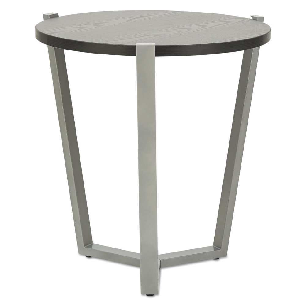 Alera Round Occasional Corner Table, 21 1/4 dia x 22 7/8h, Black/Silver