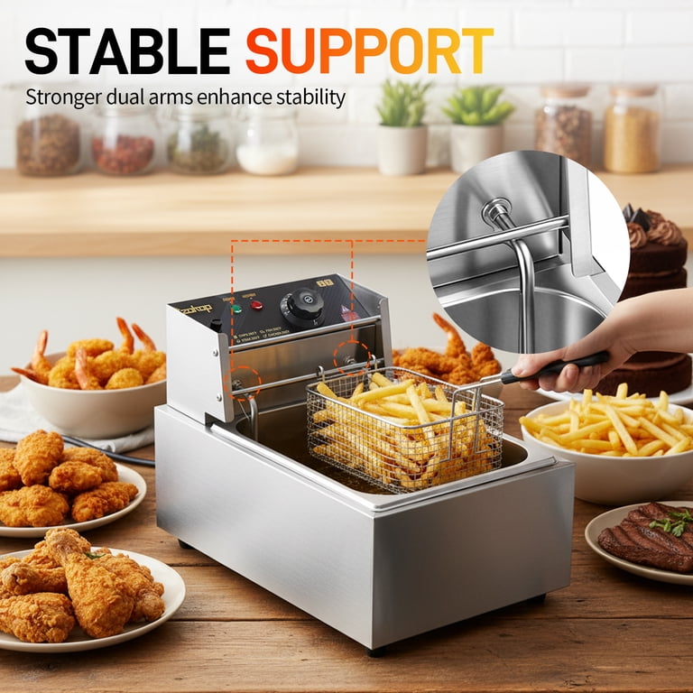 Zimtown 6L 2500W Electric Deep Fryer, Stainless Steel, Timer