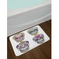 thumbnail image 2 of Skull Bath Mat, Colorful Ornate Mexican Sugar Skull Set with Flower and Heart Pattern Calavera Humor, Non-Slip Plush Mat Bathroom Kitchen Laundry Room Decor, 29.5 X 17.5 Inches, Multicolor, Ambesonne, 2 of 2