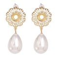 thumbnail image 1 of Pendientes colgantes huecos para mujer, elegantes pendientes tipo botón para fiesta, estilo floral elegante, 1 of 4
