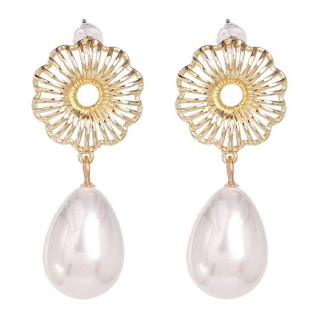 Pendientes colgantes huecos para mujer, elegantes pendientes tipo botón para fiesta, estilo floral elegante