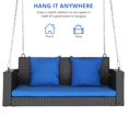 thumbnail image 4 of Zimtown Patio Rattn Wicker Swing, Outdoor Bench w/ Blue Cushion, Outdoor Seat Garden Swing for 2 Person, 4 of 10