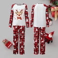 thumbnail image 3 of Matching Christmas Pajamas for Family Graphic Reindeer Casual Letter Printed Crew Neck Long Sleeve Shirts Comfy Plaid PJ Sleepwear Outfits Women Red M, 3 of 7