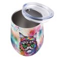 thumbnail image 3 of Hippie Exotic Shorthair Portrait Watercolor Tie-Dye Vintage Styles 12oz Stainless Steel Wine Tumbler Insulated Cup with Lid Cat Lover Kitten Owner Gifts - 00014, 3 of 5