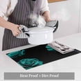 thumbnail image 4 of Placemats for Dinning Table Set of 12, Teal Blue Rose Vintage Abstract Garden Flower Floral Black Burlap Kitchen Place Mats Waterproof Cloth Table Mats, Indoor Outdoor Placemats Dinner Decor, 4 of 8