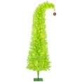 thumbnail image 2 of HOMCOM 7 ft Whimsical Christmas Tree with Red Ball, Prelit Pencil Artificial Xmas Tree with 250 LED Lights, Metal Base, Easy Assembly, Green, 2 of 9