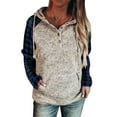 thumbnail image 1 of Frontwalk Women Plaid Hooded Shirt Casual Raglan Sleeve Button Up Pullover Tops Blouses, 1 of 2