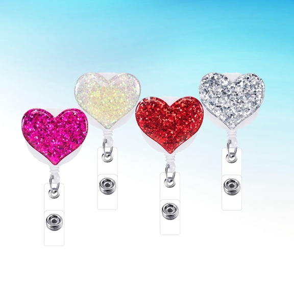 MUSEYA 4Pcs Nurse Badge Holder Retractable Heart Clip Badge Reel for Id Display