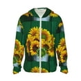 thumbnail image 2 of Uemuo Sunflowers in Bucket Pattern Women's Full Zip UPF 50+ Sun Protection Hoodie Jacket Long Sleeve Sun Shirt Hiking Outdoor Performance with Pockets-Large, 2 of 9
