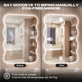 thumbnail image 3 of Hasipu 40" x 32" Anti-Fog LED Irregular Bathroom Mirror - Wall Mounted Wavy Shape Vanity Mirror with Dimmable Lights, 3 Color Modes & Memory Function, Touch Control, 3 of 8