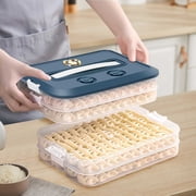 Food Storage Containers with Lids, Plastic Cookie Storage Containers Airtight, 4-Layer Stackable Food Containers Dumpling Storage Box, Blue