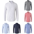 thumbnail image 4 of Mens Long Sleeve Button Shirt Casual Striped Baggy Tops Casual Lapel Shirt, 4 of 8