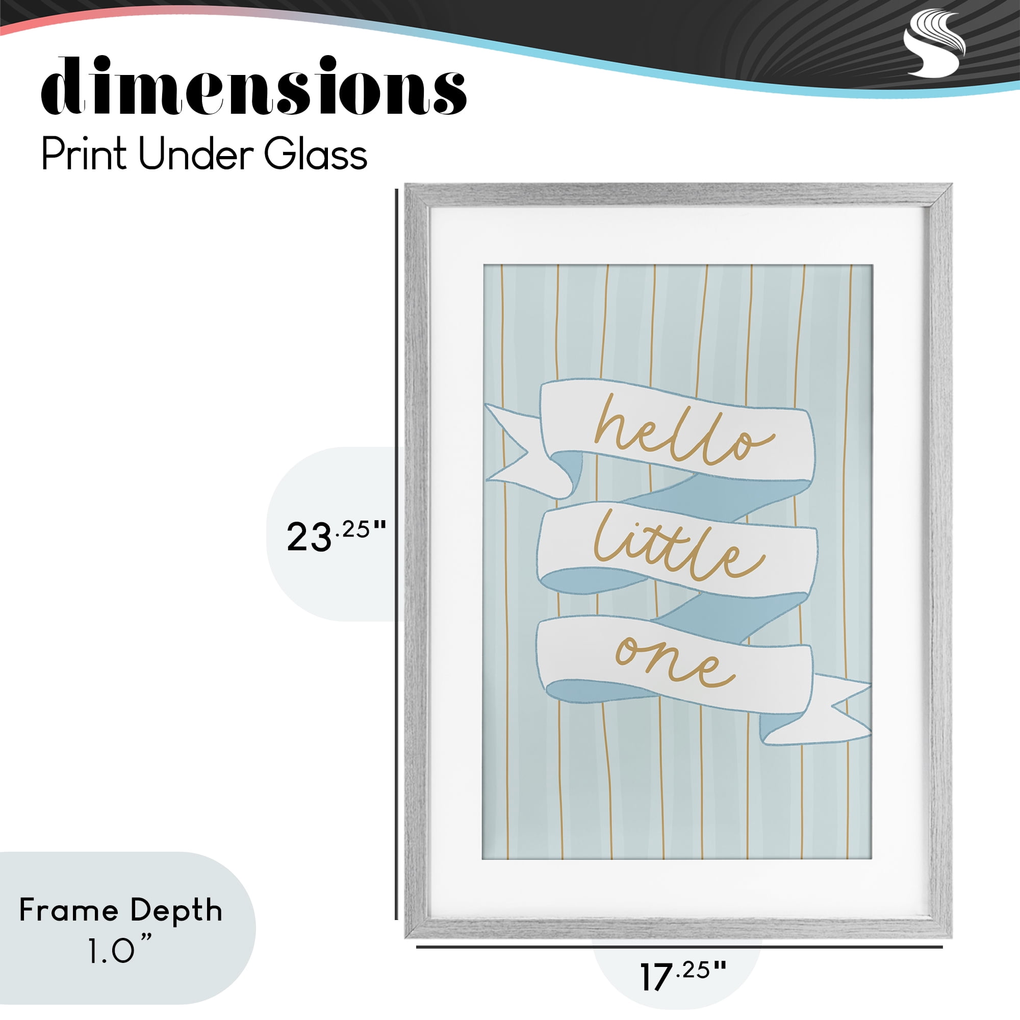 Stupell Industries Blue Hello Little One Gray Framed Print Under Glass, design by Amanda Houston