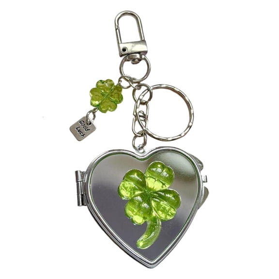 Lerpwige Bowknot Decorated Heart Keychain Mirror Jewelry Beauty Tool Gift For Friend Sisters Birthday Christmas Present