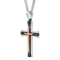thumbnail image 4 of Men's Black and Rose Gold IP Stainless Steel Diamond Accent Cross with 24" Curb Chain - Mens Pendant, 4 of 5