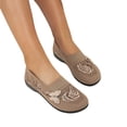 thumbnail image 2 of IEMIEMIEM Orthopedic Dress Shoes for Women Arch Support Flower Embroidered Slip on Non Slip Work Shoes Lightweight Mesh Stretch Server Shoes Comfort 2026 New Orthopedic Shoes Brown 10 Wide, 2 of 8