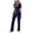 Navy, variant on Bosfbaoi Women's 2 Piece Nursing Uniform Sets Scrub Set Split V-Neck Short Sleeve Top Drawstring Waist Straight Leg Pants Multi-pocket Medical Uniform