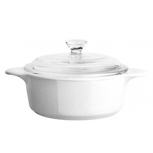 CorningWare Casserole Dish Glass Lid White Round 2.5 Quart 2.25 Liter