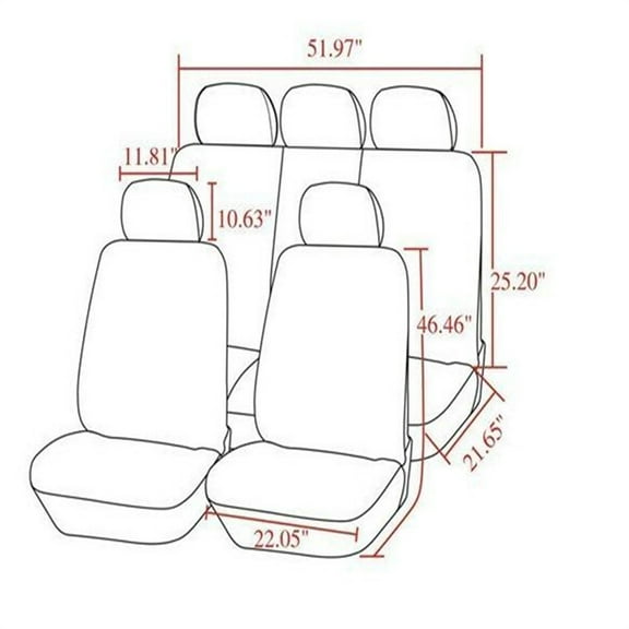 Black Red Perforated PU Leather FULL SET 5Seat Car Seat Cover Cushion Front Rear