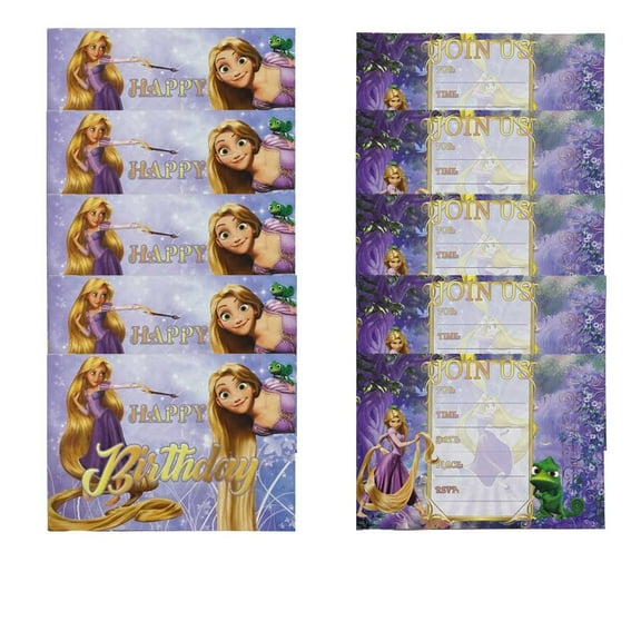 Long Hair Princess Invite Invitations Cards Stock Bulk Birthday Fill-in Party Supplies Decorations