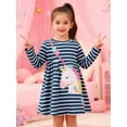 thumbnail image 2 of HILEELANG Toddler Girls Long Sleeved Dresses Christmas Winter Cotton Casual Cute Stripe Unicorn Cartoon Pattern Dress 5T, 2 of 7