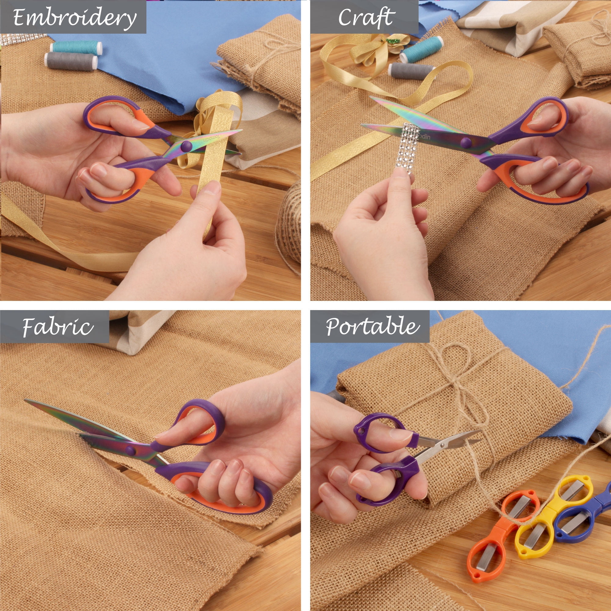 BambooMN Titanium Set & Folding Scissors - Purple w/Orange - 1 Set