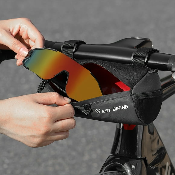 1L bicicleta manillar bolso para bicicleta bolso de tubo delantero con correa de hombro para bicicleta marco frontal bolsa reflectante de ciclismo multifunción accesorios