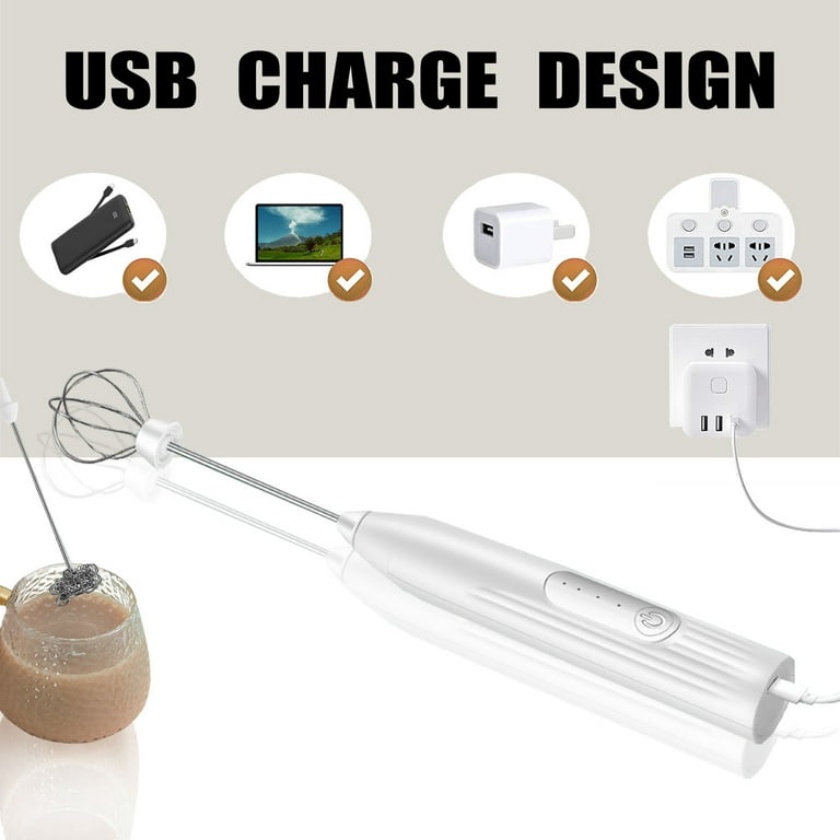 Electric Milk Frother USB Rechargeable Handheld Blender Foamer