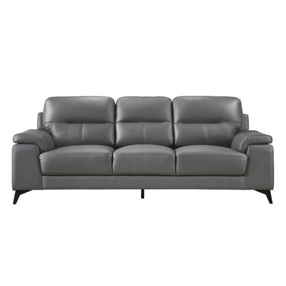 Pemberly Row Leather Match Sofa in Dark Gray