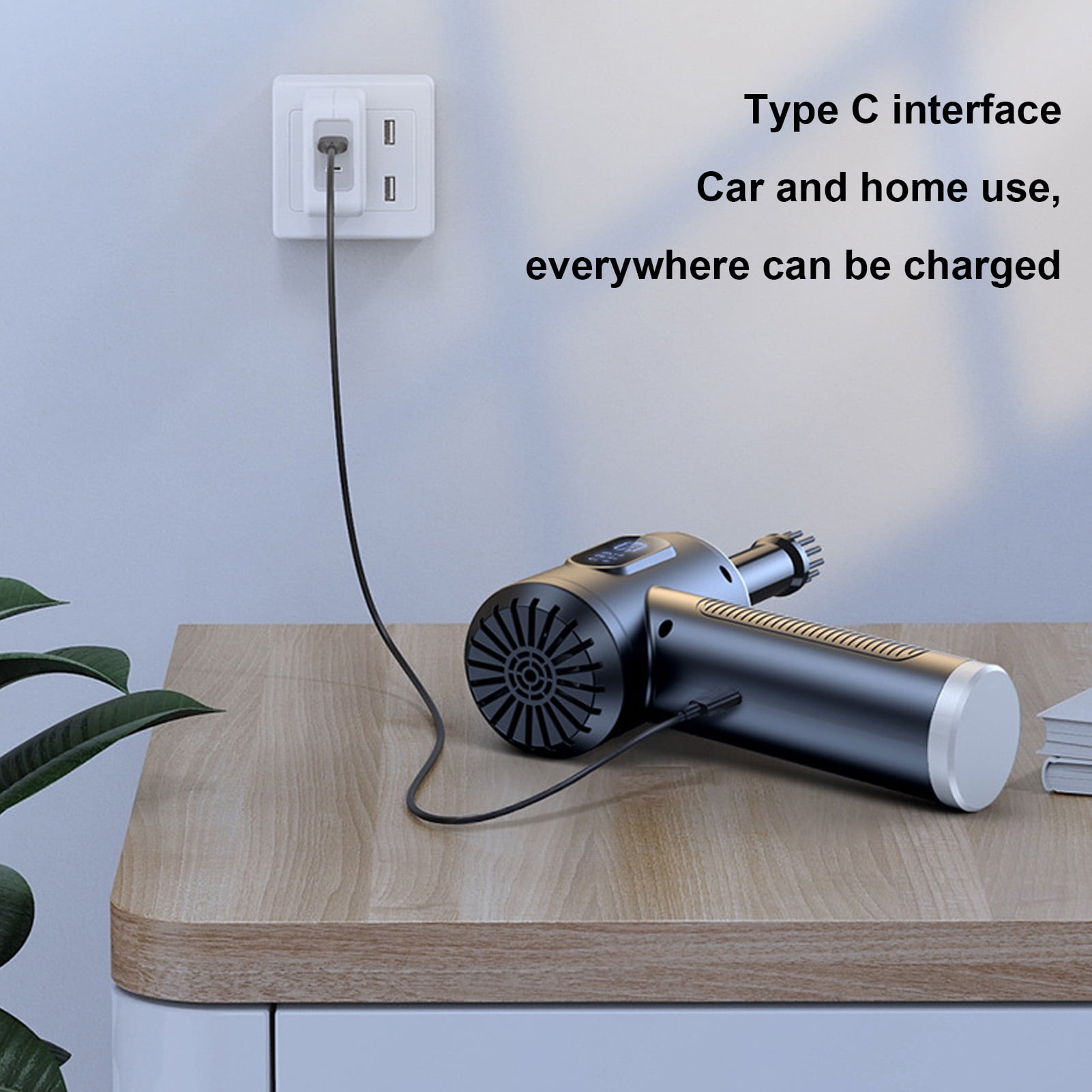BOKYAN Electric Compressed Air Duster Vacuum Cordless PC Car Dust Blower Cleaner 50000RPM Rechargeable with Display LED Light