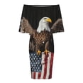 thumbnail image 5 of Eagle with USA Flag Women's Off The Shoulder Ruffles Summer Wedding Guest Loose Casual Party Beach Dress, 5 of 9