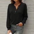 thumbnail image 2 of Tops Para Mujer Blusa Casual Elegante Camisas de Manga Larga Camisa de Botón Sólido Con Cuello en V de Moda Odeerbi  ODB166854, 2 of 6