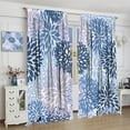 thumbnail image 4 of Blue Floral Curtains, Boho Dahlia Daisy Colorful Window Treatments for Living Room Bedroom Kitchen, Floral Seamless Pattern Curtain Set of 2, 55x63 Inch, 4 of 6