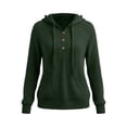 thumbnail image 7 of FAHUOMU Women's Half Button Shirt Hooded V Neck Long Sleeve Drawstring Pullover Tops Fall Winter Fashion Warm Clothes With Pockets, 7 of 7