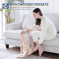 thumbnail image 2 of Electric Blanket with Foot Pocket for Adults, Flannel & Sherpa Heated Blanket Throw with 6 Heating Levels & 2-10 Hours Auto Shut Off, Fast Heating & Machine Washable, 50x62 Inch, Beige, 2 of 8