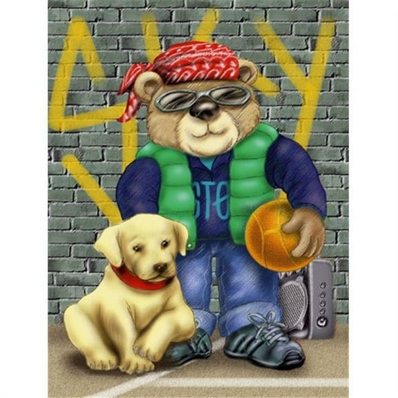 Teddy Bear & His Lab Flag Garden Size