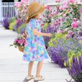 thumbnail image 5 of FORMRS Girls Short Sleeve Dress Summer Casual Round Neck A-line Beach Sundress, Sizes 2T-8T, Neon Starfish Pattern, 5 of 8