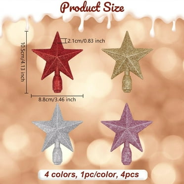 4Pcs Glitter Star Tree Toppers 4.1 Inch Mini Trees Toppers Sparkle Bethlehem Star Decor Mini Christmas Tree Topper