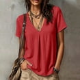 thumbnail image 5 of Cilsoka Summer Tops for Women 2026 Casual V Neck Cotton Linen Shirts Short Sleeve Loose Fit Lightweight Blouse Tunics, 5 of 6