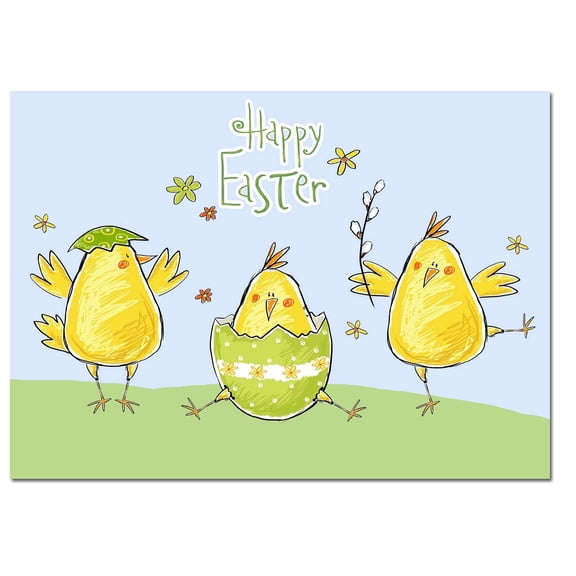 Small World Greetings Joyful Easter Chicks Cards 12 Count - Blank Inside with Envelopes - A7 Size 7”x5” - Friends, Family, and More