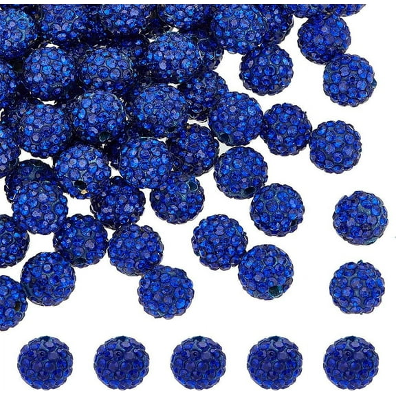 1 Box Rhinestone Clay Beads 100 Pcs 10mm Pave Disco Ball Round Czech Crystal Polymer Clay Rhinestone Bead Charm Spacer Loose Bead for Earring Bracelet Necklace Jewelry DIY Craft Making Blue
