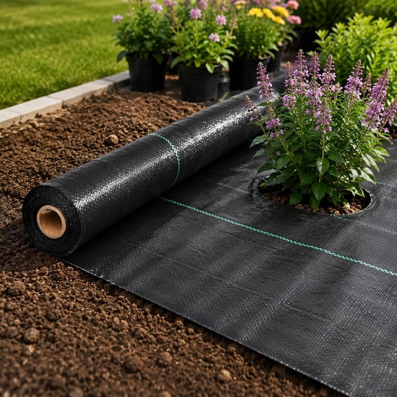 Heavy Duty Weed Barrier Fabric 1.4 x 50 ft Black Woven Polypropylene Landscape Fabric, Ground Cover Mat for Garden Paths, Flower Beds, and Patio, Puncture Resistant Permeable Weed Block Cloth, Ideal